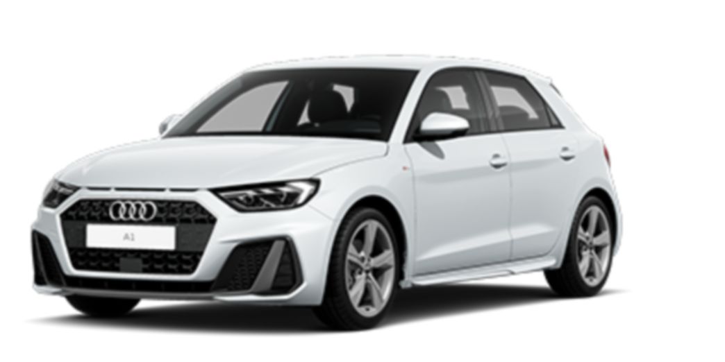 White Audi A1 side and front view