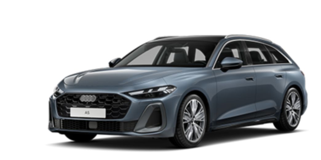 Blue Audi A5 front and side view