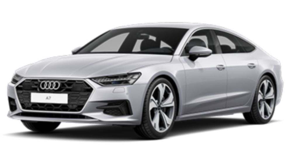 Grey Audi A7 front and side view