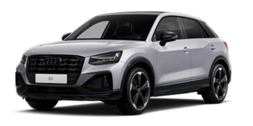 Grey Audi Q2 front and side view