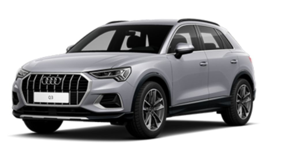 Grey Audi Q3 front and side view