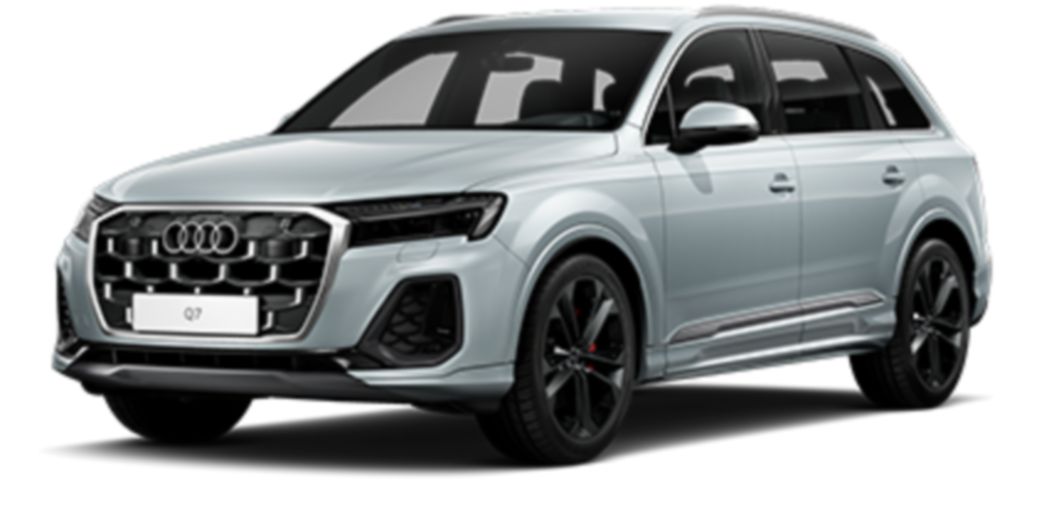 Blue Audi Q7 front and side view