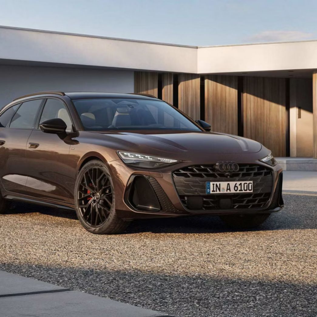 Brauner Audi A6 Front- und Seitenansicht