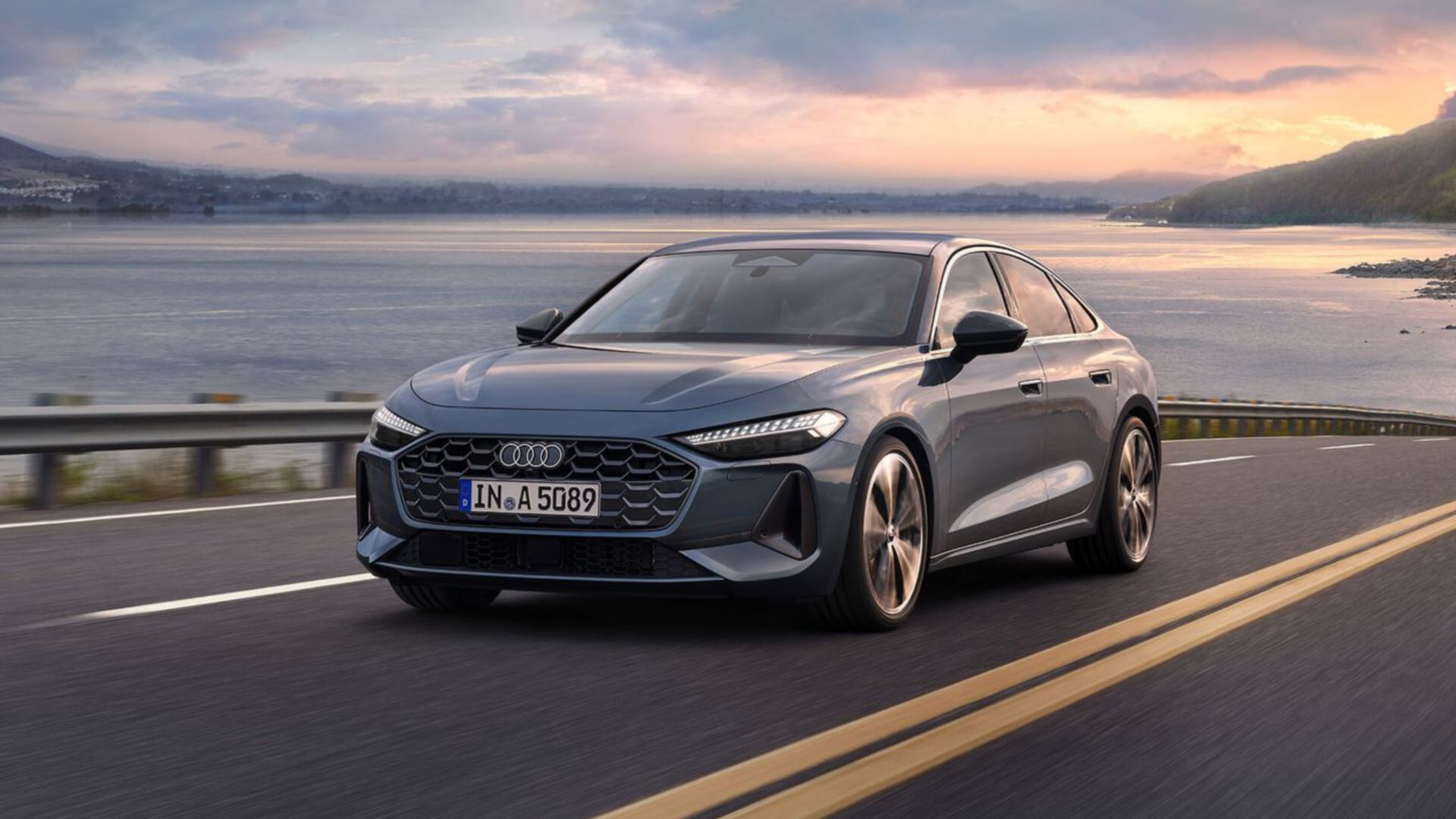 Vue avant de l’Audi A5 Berline grise