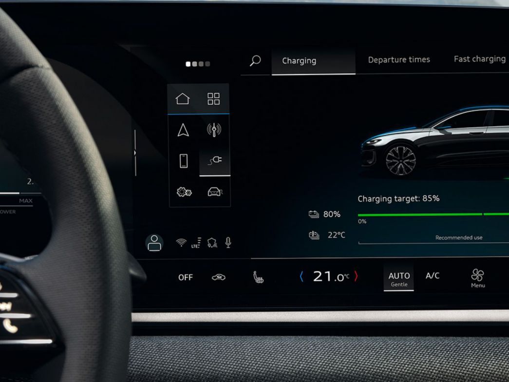 L'écran panoramique MMI dans l'Audi A6 e-tron