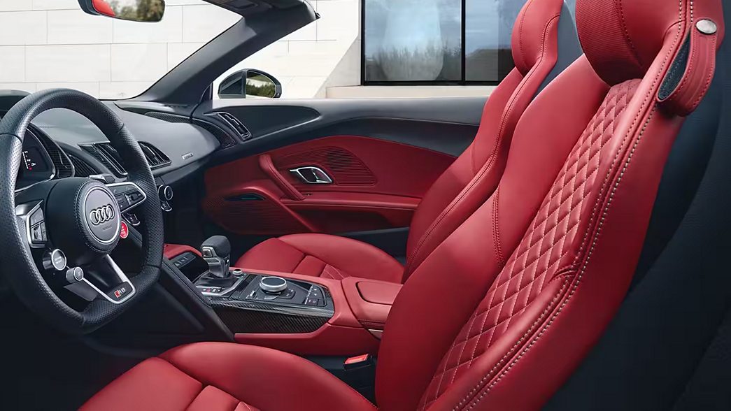 Audi R8 Spyder interior in red leather