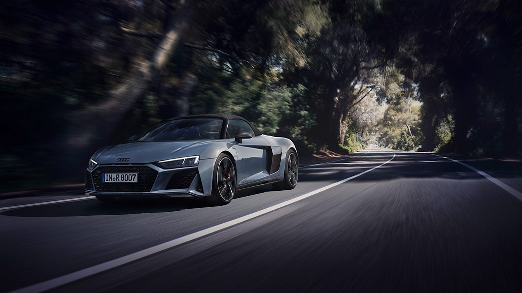 Audi R8 Spyder on a country road