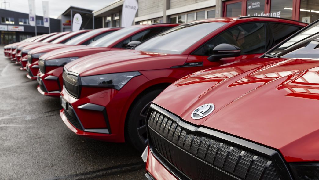Flotte de voitures rouges Skoda