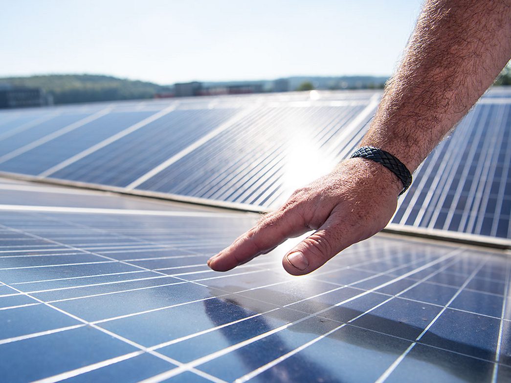 Hand stroking a photovoltaic system