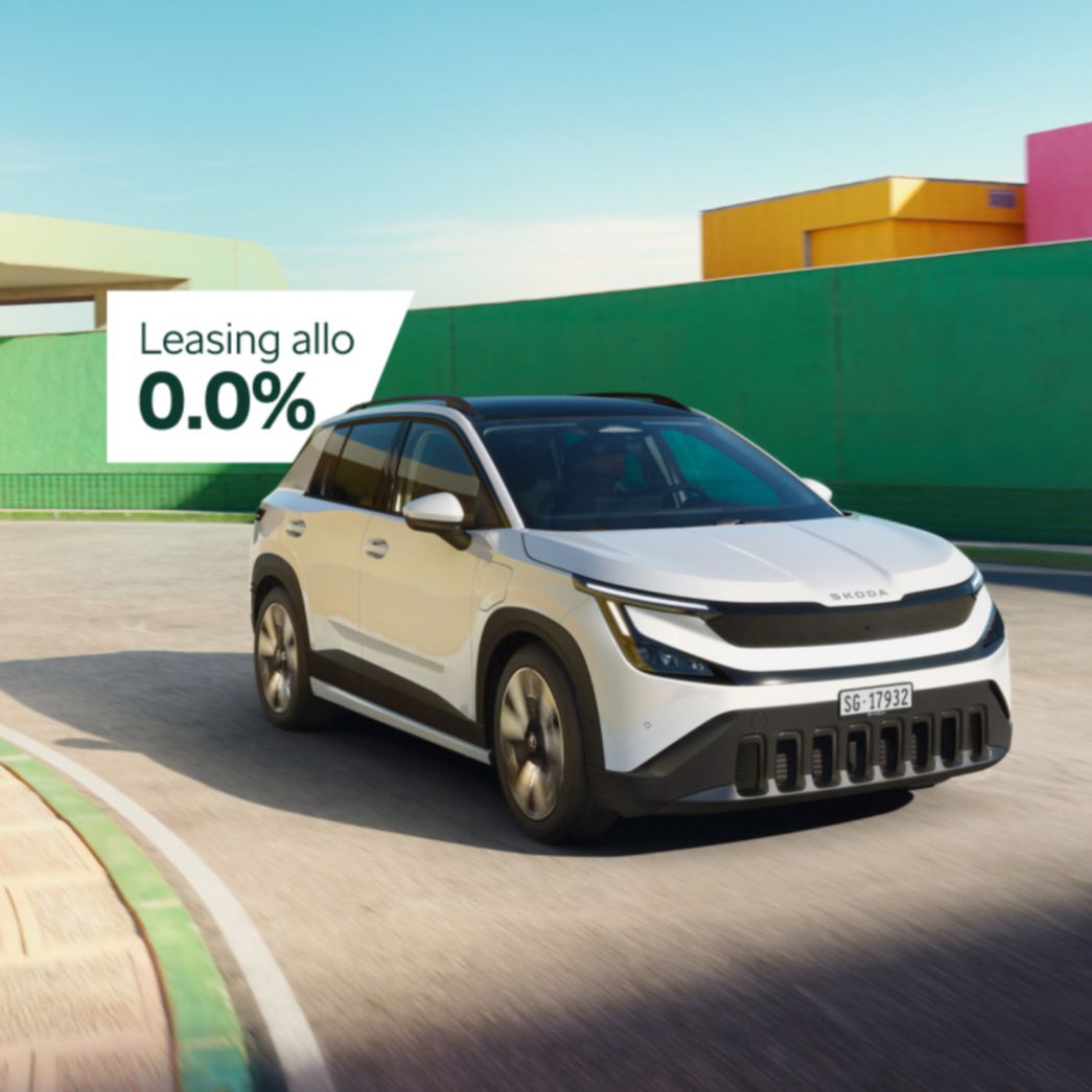 Vista frontale dello Škoda Epiq verde