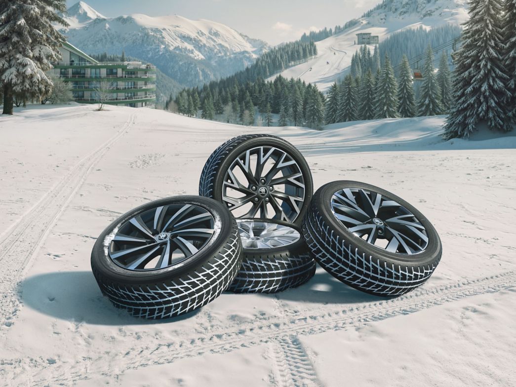 Pneu arrière avec jantes sportives dans la neige