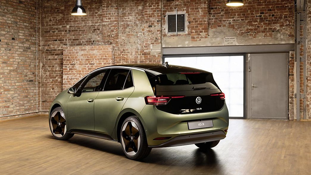 Olive green VW ID.3 rear view 