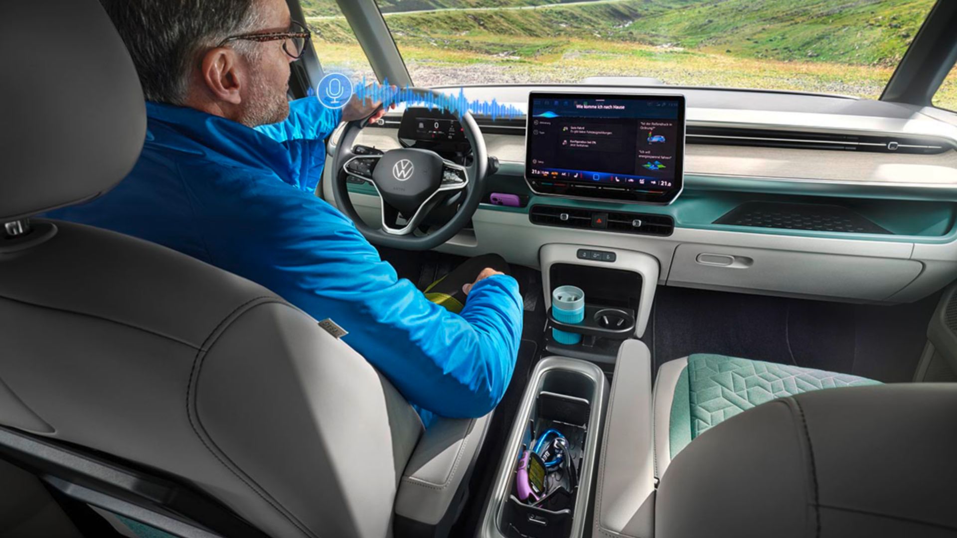 AMAG VW ID. Buzz modernes Cockpit in gelb grau 