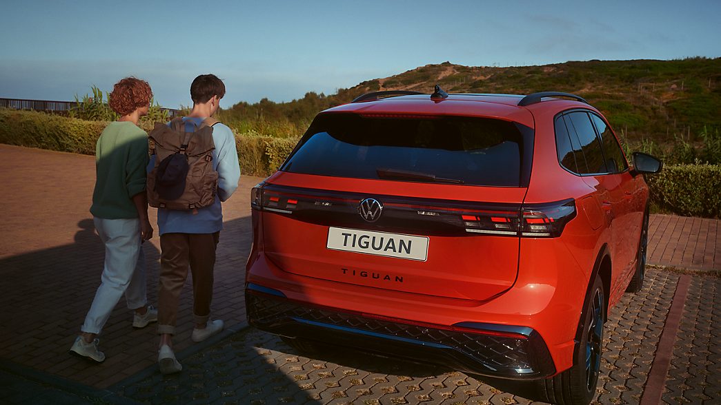 Red Tiguan in rear view