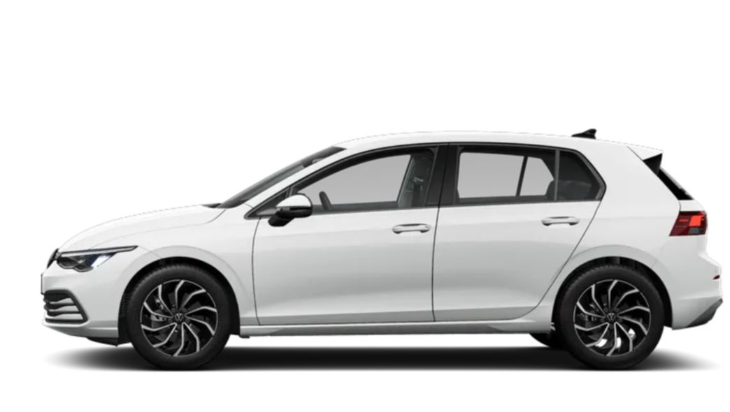 Vista laterale della nuova VW Golf bianca