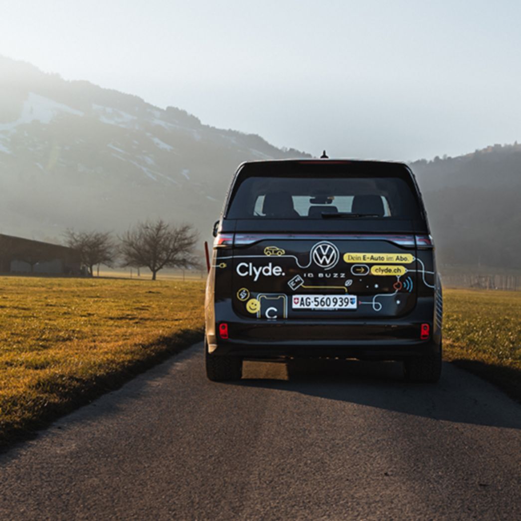 VW Bus in Gras-Landschaft