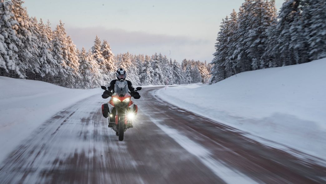 Bike on road with snow